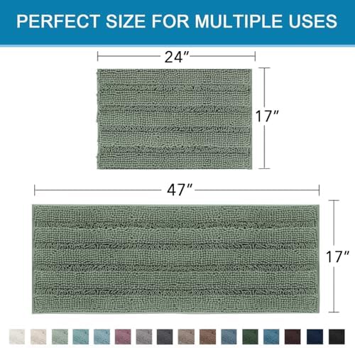 H.VERSAILTEX 2 Piece Bathroom Rugs Bath Mats Sets Super Absorbent Chenille - Image 2