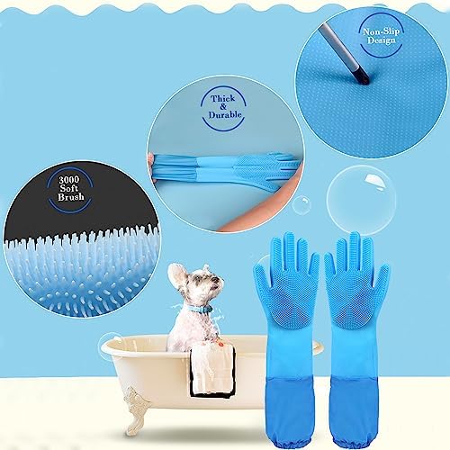 Pet Grooming Gloves Pet Hair Remover Cat, Dog Washing Gloves Silicone Heat - Image 3