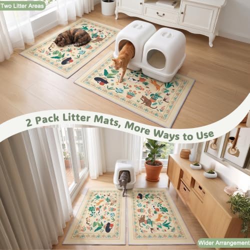 Bienbee Cat Litter Mat, 2 Pack 33" x 22" Machine Washable - Image 5