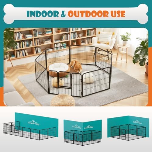 NEWBULIG Dog Playpen Indoor 8 Panels 24 Inch, Metal Outdoor Dog Fence Pen - Image 6