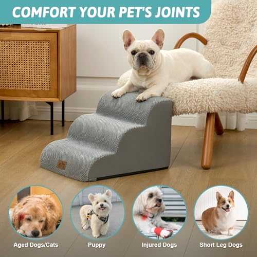 COZY KISS Dog Stairs for Small Dogs, 3 Step Pet Stairs for Beds & Couches - Image 3