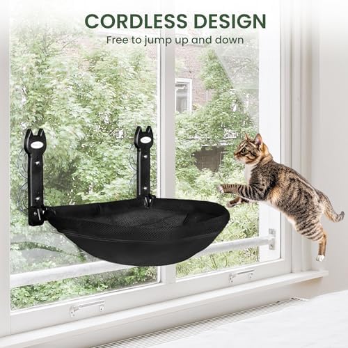 HiPetpy Black Deep Cat Window Perch, Cordless Foldable Cat Hammock - Image 7