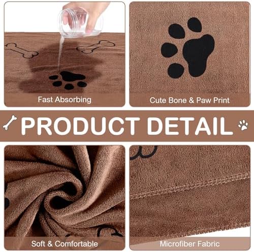 Chumia 8 Pcs Dog Towel for Drying, 40 x 24 Inch, Dog Paw and Bone - Image 3