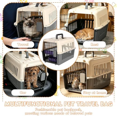 Hard Plastic Pet Carrier 2 Set Small Dogs and Cats Up to 13 lbs Hard-Sided Dog - Image 2
