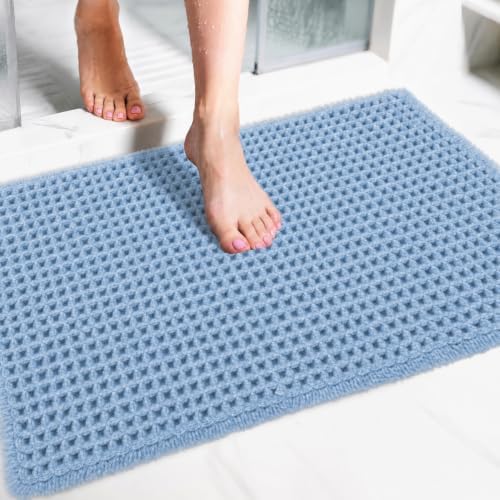 ILANGO Upgraded Waffle Bath Rug 16x24, Super Absorbent Non Slip Bath Mat by ILANGO