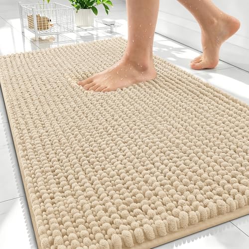 OLANLY Thick Chenille Bathroom Rugs 34x21, Soft Absorbent Bath Mat by OLANLY