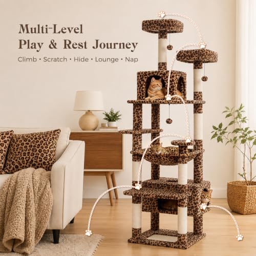 PAWZ Road 72" Leopard Tall Cat Tree - Image 5