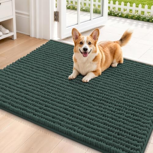 Smiry Dog Door Mat for Muddy Paws 36x24, Ultra Absorbent Chenille Doormat by Smiry