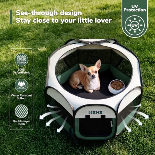 Dog Cat Small Animal Puppy Playpen Crate, Dark Green - Image 6