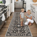 Wshable Runner Rug, Rugs for Hallway 3x10 Black Carpet by NYZEL