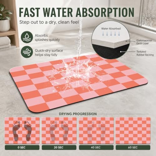 Natural Diatomaceous Earth Bath Mat, Ultra Thin Quick Dry Floor Rug - Image 4