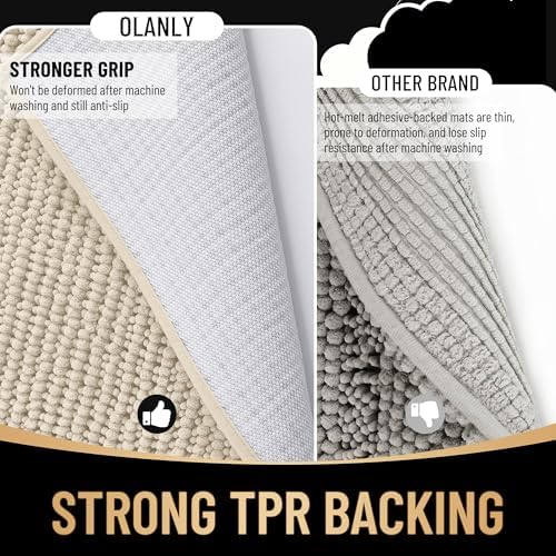 OLANLY Thick Chenille Small Bathroom Rugs 24x16, Absorbent Bath Mat - Image 5