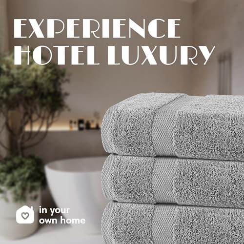 White Classic Wealuxe Light Gray Bath Towels 24x50 Inch, Cotton Towel Set - Image 7
