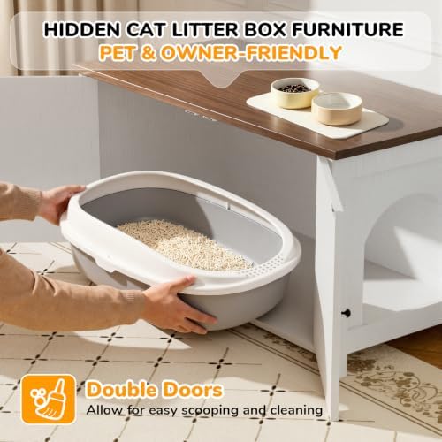 Extra Large Cat Litter Box Enclosure Furniture Dog Proof, Hidden Kitty Washroom - Image 5