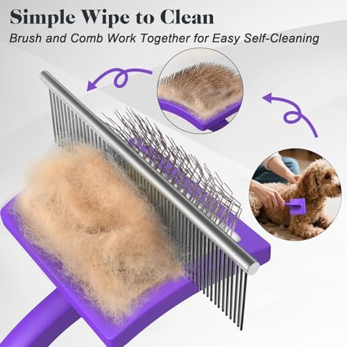 2PCS Slicker Brush for Dogs & Pet Comb, Professional Dog Grooming Brush - Image 5