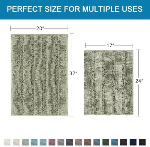 H.VERSAILTEX Bathroom Rug Sets 2 Piece Bath Mats Non Slip Thick Soft Chenille - Image 2
