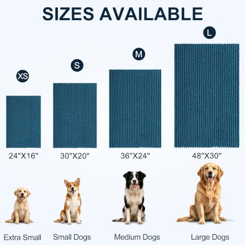 Smiry Dog Door Mat for Muddy Paws 59x35, Ultra Absorbent Chenille Doormat - Image 2