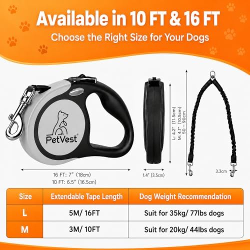 Dual Retractable Dog Leash, 10 FT Tangle-Free Leash - Image 2