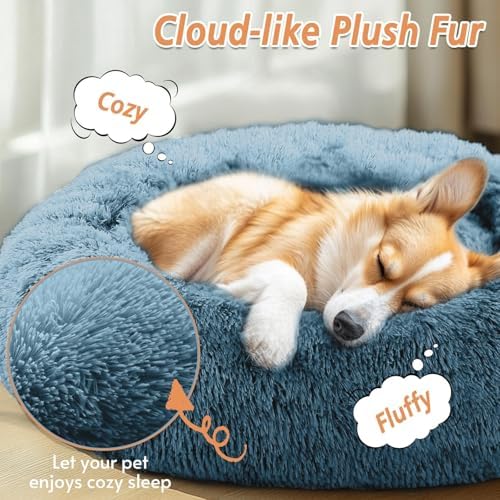 JOLLYVOGUE Calming Dog Bed Medium Size Dog, 31in Donut Washable Medium Pet Bed - Image 2
