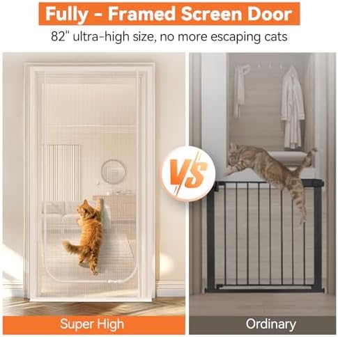 BFNN Cat Screen Door, Scratch Resistant Mesh Gate, Fit 32'' x 80'' Door - Image 4