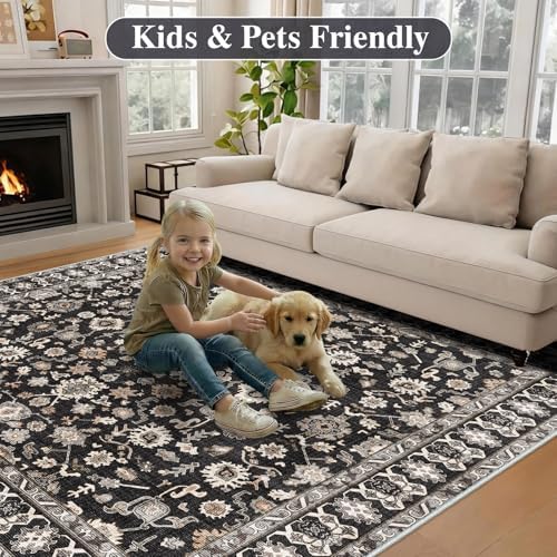 4x7 Rug for Living Room Bedroom Entryway Kitchen Soft Carpet Black - Image 6