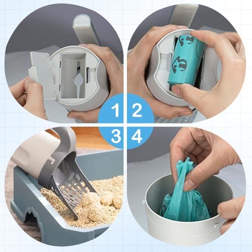 HISKI Cat Litter Scooper with Trash Container, Portable Litter Scoop Holder - Image 6
