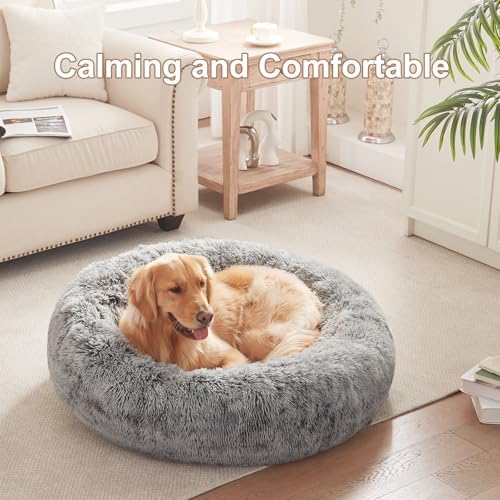 36 inches Faux Fur Fluffy Donut Dog Bed - Image 2