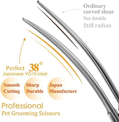 38 Degree Curved Scissors for Dog Grooming 6.5” Japan VG10 Alloy Steel Extreme - Image 5