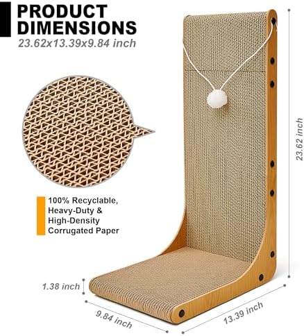 Cardboard Cat Scratcher, 23.6 Inch Cardboard Cat Scratching Post - Image 2