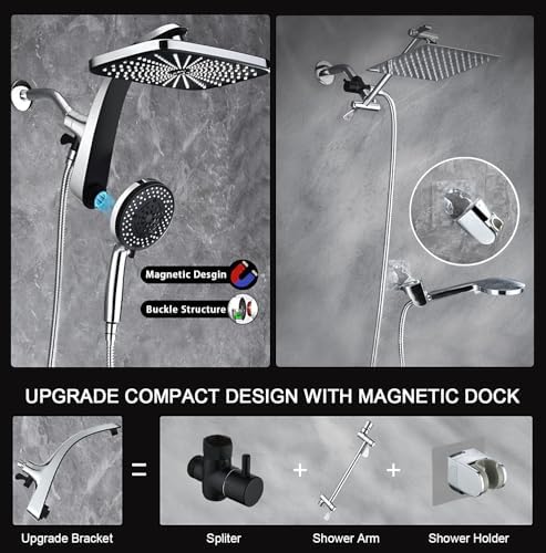 Rain Shower Head with Handheld Showerhead, Chrome 1.8GPM 460311 + Holder - Image 5