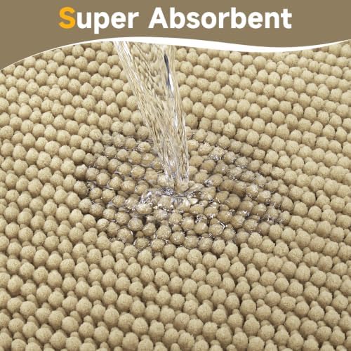 Ophanie Beige Bathroom Rugs Sets 2 Piece, Soft Chenille Bath Mat, Non Slip - Image 5