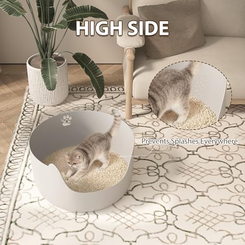 High Sides Low Entry Large Litter Pan, All-in-One Easy to Clean Plastic Litter - Image 3