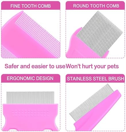 5 Pack Flea Lice Comb, Stainless Steel Dog Cat Grooming Combs - Image 4