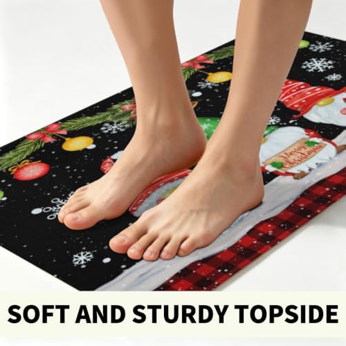 Giwawa Black Xmas Gnome Bath Rug Winter Snowflake Entryway Doormat Non Slip - Image 4