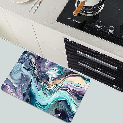 Bath Mat Rug, Cool colors abstract marble Non Slip Quick Dry Super Absorbent - Image 7