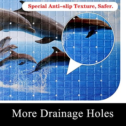 Dolphins Bathtub Mat Non Slip for Kids Cute Dolphins Bath mat 15"x27", Jumping - Image 6