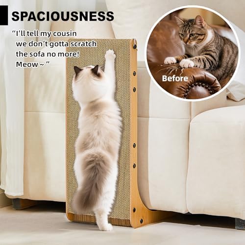 Value 2-Pack 23.6 Inch L-Shaped Cardboard Cat Scratcher, Dual Use Scratch Pad - Image 5