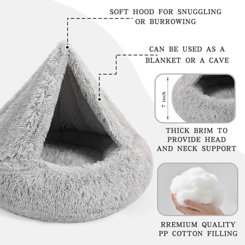 NOYAL Calming Donut Dog Bed, Hooded Cave - Image 3
