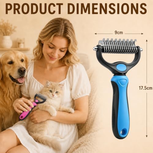 Deshedding Brush for Dogs and Cats, Undercoat Rake Pet Brush for Long Hair - Image 7