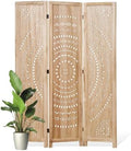 66.9Inch Folding Room Divider, 3 Panels Wood Carved Privacy Screens, Free by Svimi