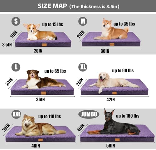 Patas Lague Orthopedic Medium Dog Bed Pet Sofa Mat 30''X20'' Purple - Image 5