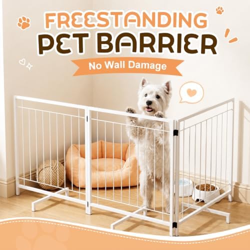 Free Standing Dog Fences Indoor, 3-Panel Foldable Dog Gate - Image 6
