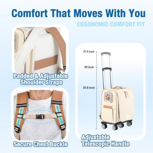 Pet Carrier Backpack with Wheels Rolling - Image 7