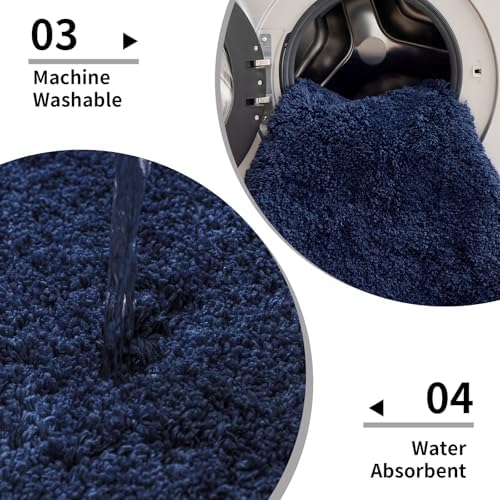Disolla Navy Blue Bathroom Rugs 24x36, Non-Slip Plush Thick Bath Mat - Image 5