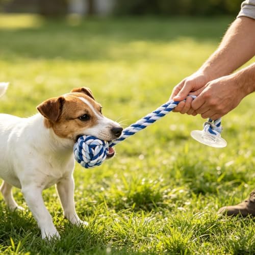 Dog Rope Toy with Suction Cup Interactive Tug of War Toy 2Pcs - Image 5
