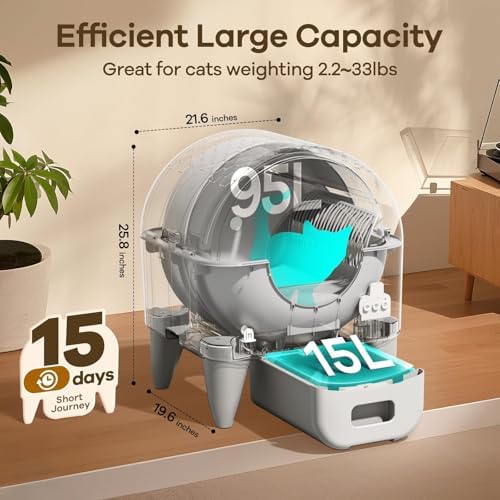 Fumoi Automatic Litter Box, App Control, Safety Sensor, Washable Litter Trays - Image 2