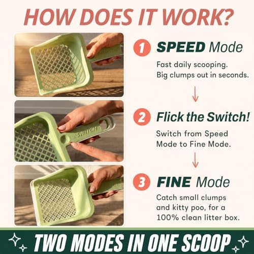 Sprinkle & Sweep Speed Sifter Switch Cat Litter Scooper, 2-in-1 Sifter Tool - Image 3