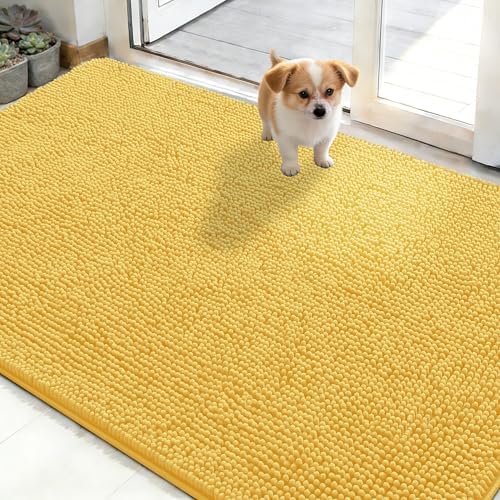 OLANLY Dog Door Mat for Muddy Paws 48x30, Super Absorbent Chenille Mud Mat by OLANLY