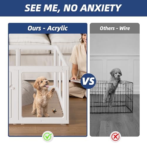 Clear Acrylic Dog Playpen Indoor Pet Pen, 8 Panels - Image 2