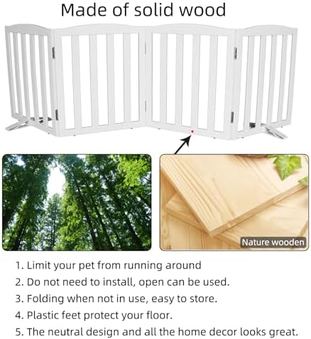 Freestanding Dog Gate Indoor, Doggie Gate Foldable Dog Gates - Image 6
